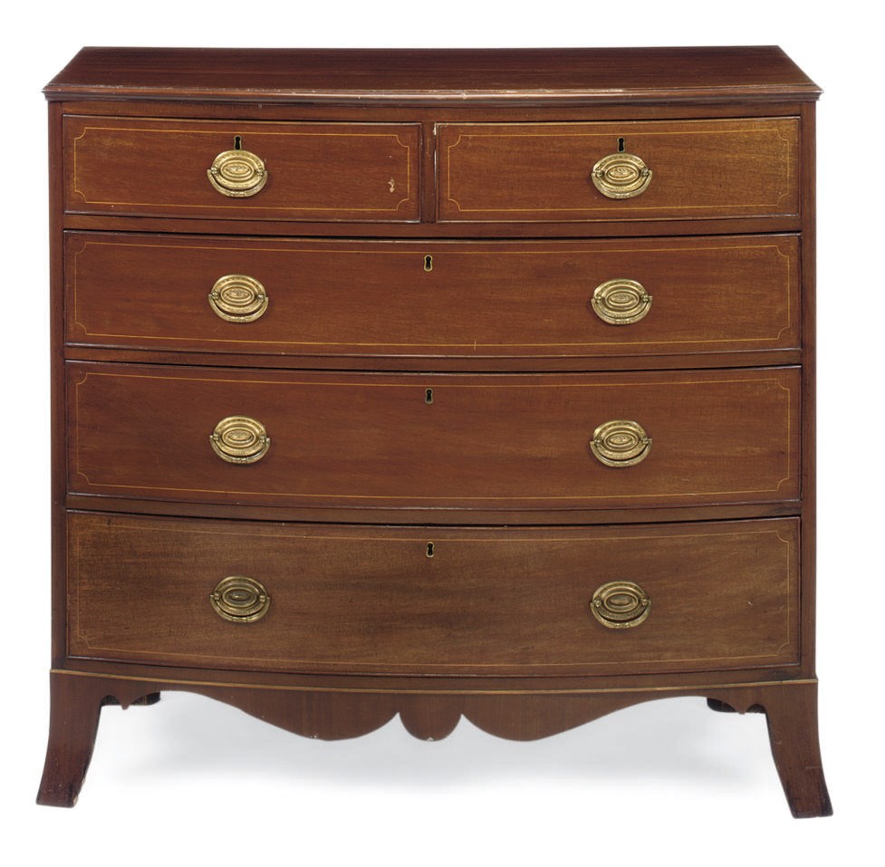 A REGENCY MAHOGANY BOWFRONT CHEST