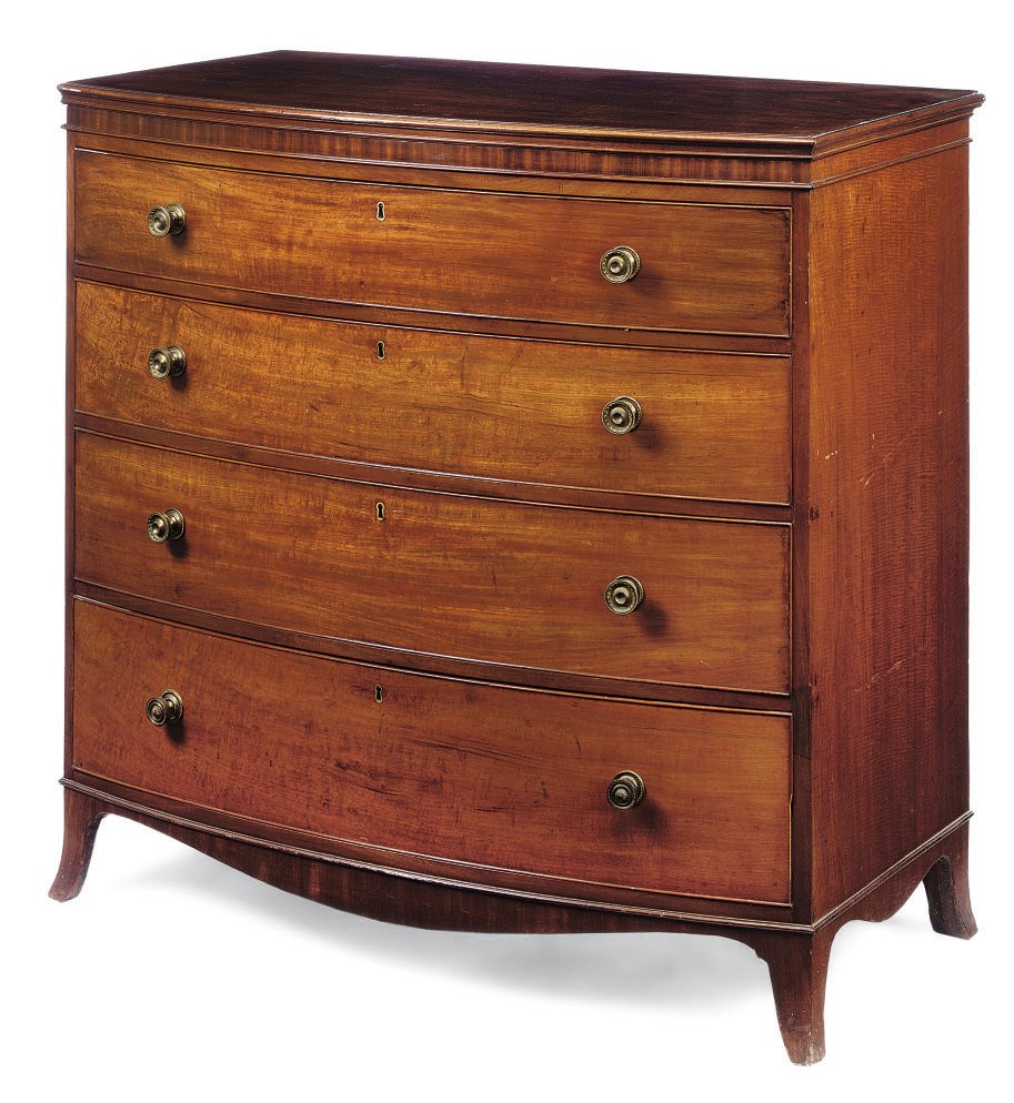 A REGENCY MAHOGANY BOWFRONT CHEST