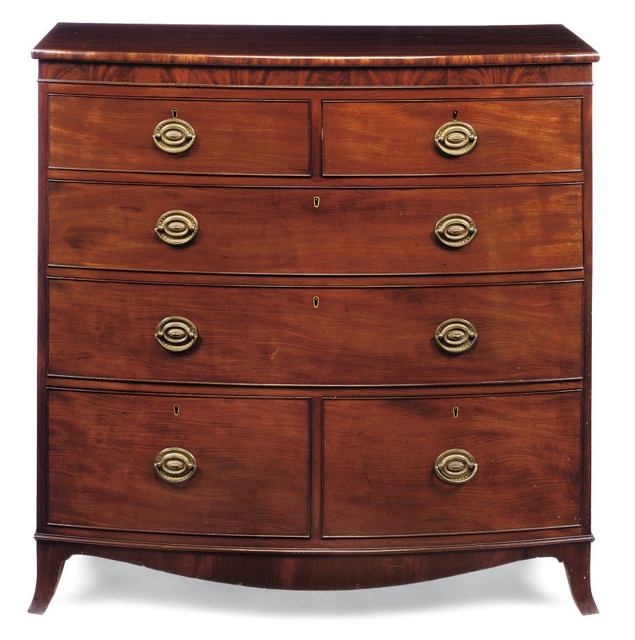 A REGENCY MAHOGANY BOWFRONT CHEST