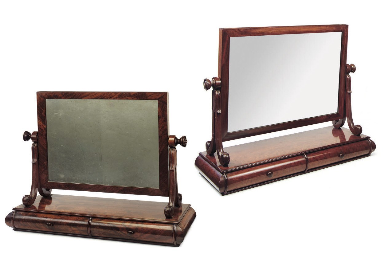 TWO GEORGE IV MAHOGANY DRESSING MIRRORS