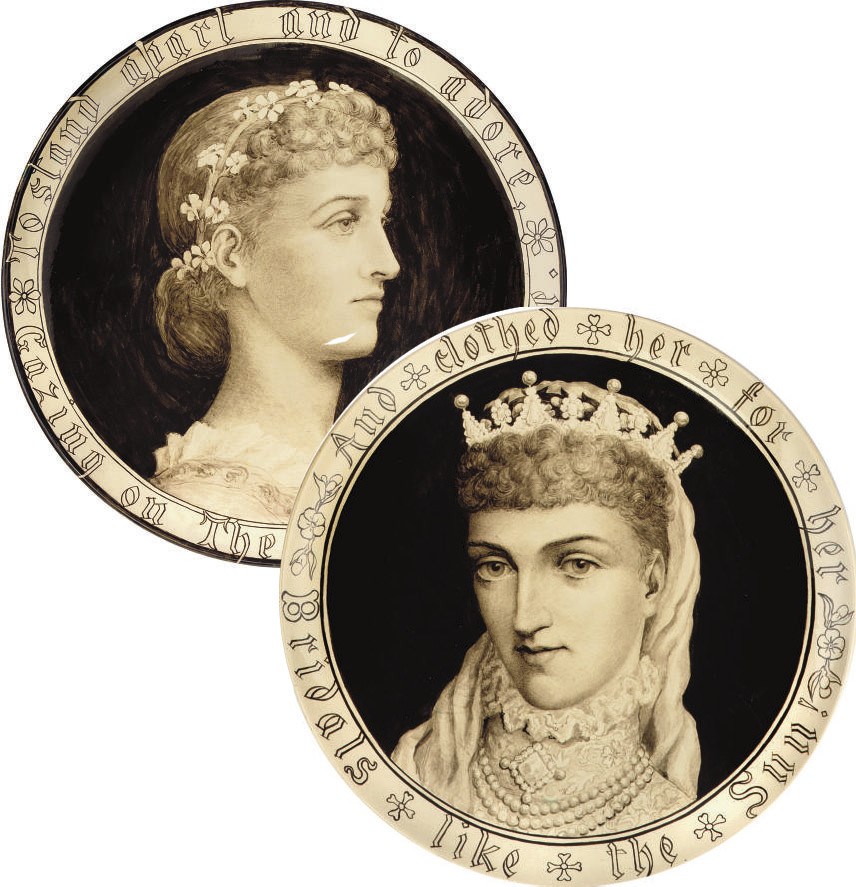 TWO MINTON WALL PLAQUES PAINTED BY MISS GLADSTONE