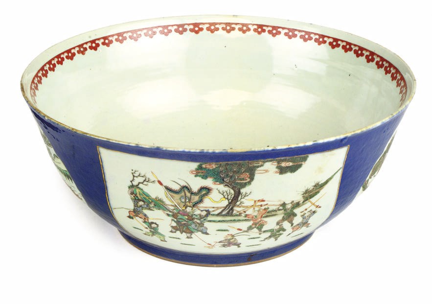 A LARGE CHINESE FAMILLE ROSE PUNCH BOWL