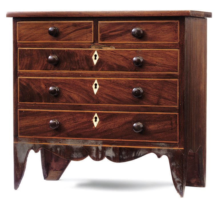 A REGENCY MAHOGANY MINIATURE SPECIMEN CHEST