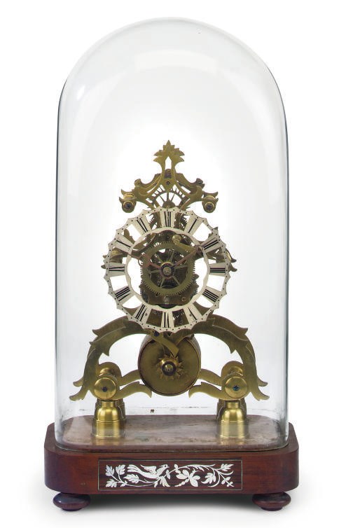 A VICTORIAN BRASS EIGHT DAY SKELETON TIMEPIECE