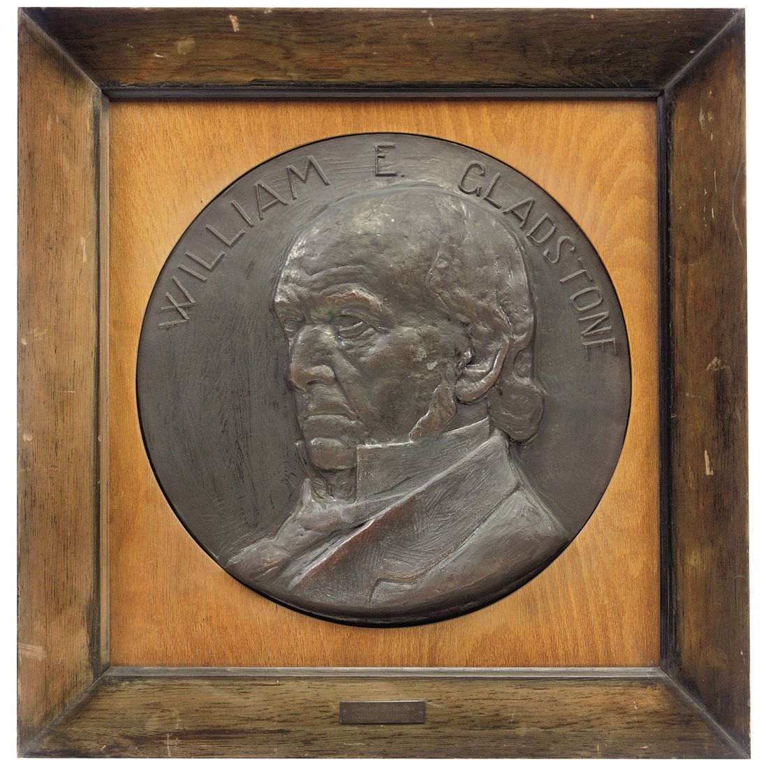 A BRONZED METAL PLAQUE OF WILLIAM EWART GLADSTONE