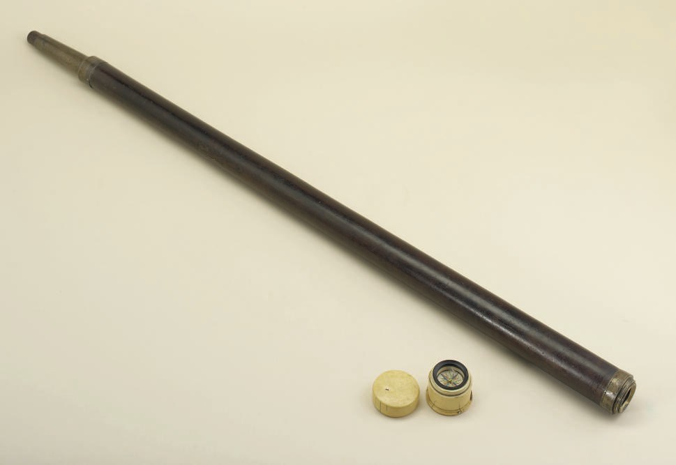 Walking stick telescope with ivory handle