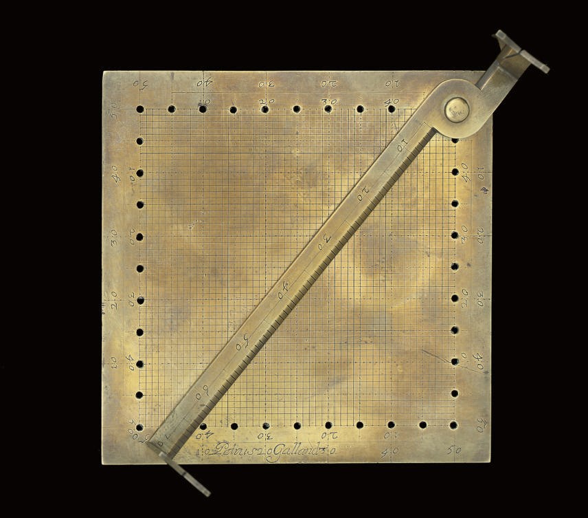 An Italian brass plane-table alidade