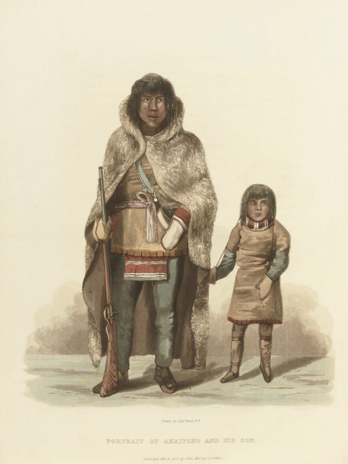 FRANKLIN, John (1786-1847).  Narrative of a Journey to the Shores of the Polar Sea ... with an Appendix on various subjects relating to science and natural history. London: John Murray, 1823. 4° (270 x 215mm). 30 engraved or aquatint plates by Edward Finden after Lieutenants Hood and Back, 10 hand-coloured, 4 folding engraved maps (occasional light staining and offsetting). Contemporary diced calf gilt, spine gilt in compartments (joints split but cords holding, some light rubbing). Provenance: Newborough (armorial bookplate). FIRST EDITION. cf. Abbey Travel 635 (including Narrative of a Second Expedition published 1828); Hill 635; Nissen ZBI 1419; Sabin 25624 (erroneously calling for 34 plates and 4 maps): "The valuable appendix on natural history is by Sir John Richardson, Col. Sabine, Lieut. Hood, etc."