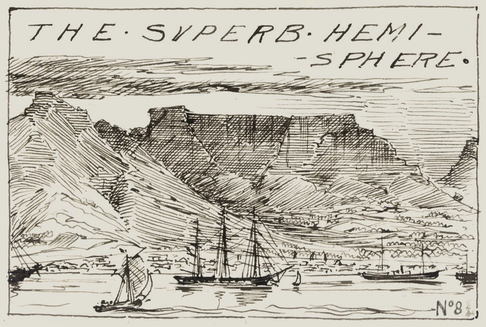 "An Illustrated Shipboard Weekly.  The Superb Hemisphere.  Published at Cabin 8 'Superb', South Atlantic." c.February - June 1888. Comic manuscript "periodical" describing a voyage on board the "Superb" from Australia via Capetown to England, 2 full-page maps, numerous illustrations of the ship including activities on deck, places visited, and maps in the text, a few hand-coloured, signed or initialled by ?E. C. Leyton-Lee and others. Contemporary red half calf gilt (rubbed, lightly stained). Provenance: Leyton-Lee (signature on front free endpaper).