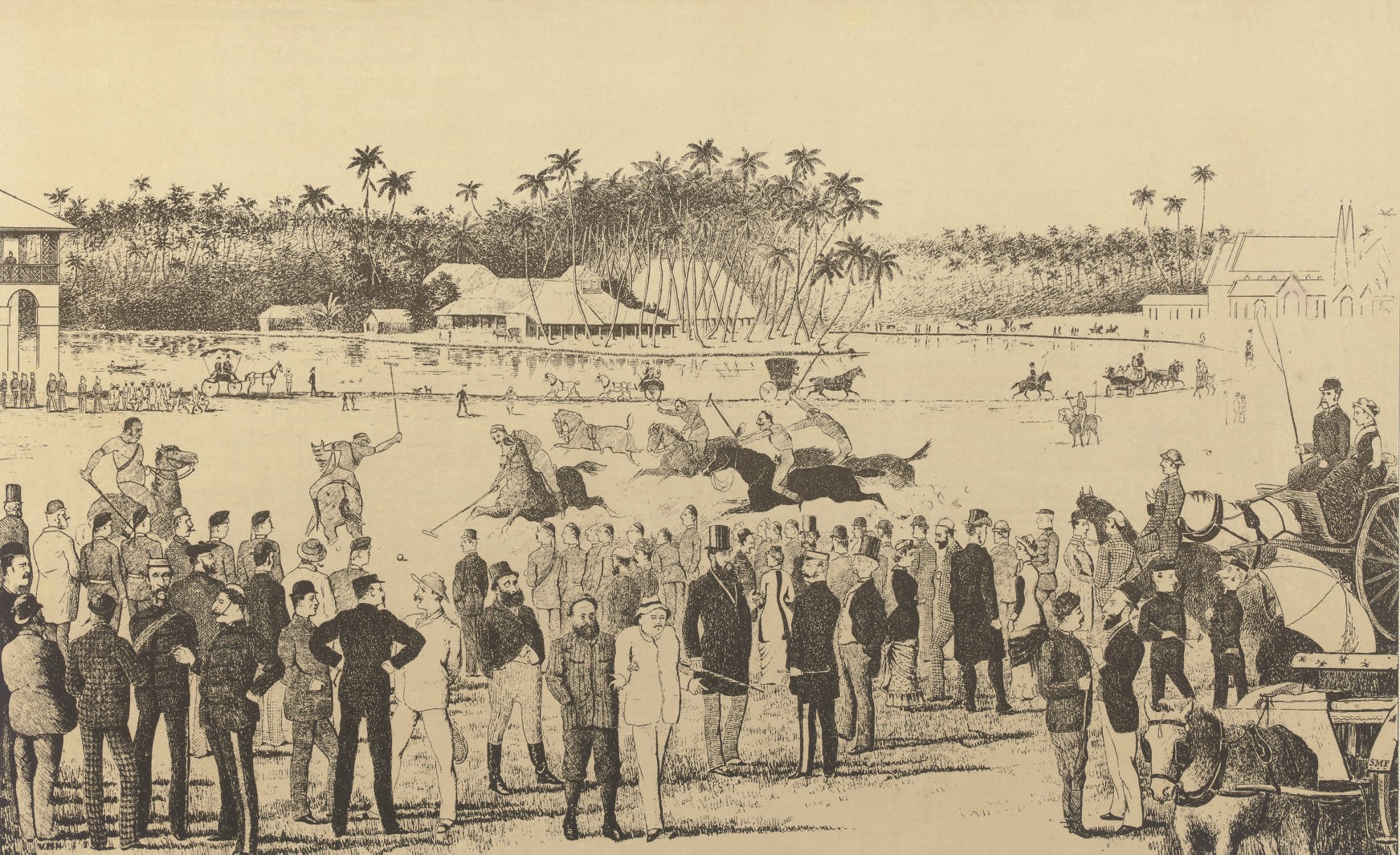 HAMILTON, Vereker M. and Stewart M. FASSON.  Scenes in Ceylon. London: Chapman & Hall; Colombo: H. W. & A. W. Cave, [1881]. Oblong 2° (363 x 544mm). Wood-engraved title-vignette and 20 plates, loose errata slip (front endpapers and title a little foxed, front free endpaper taped in with adhesive tape). Original cloth with large chromolithograped title leaf pasted to front cover (back cover rather stained).