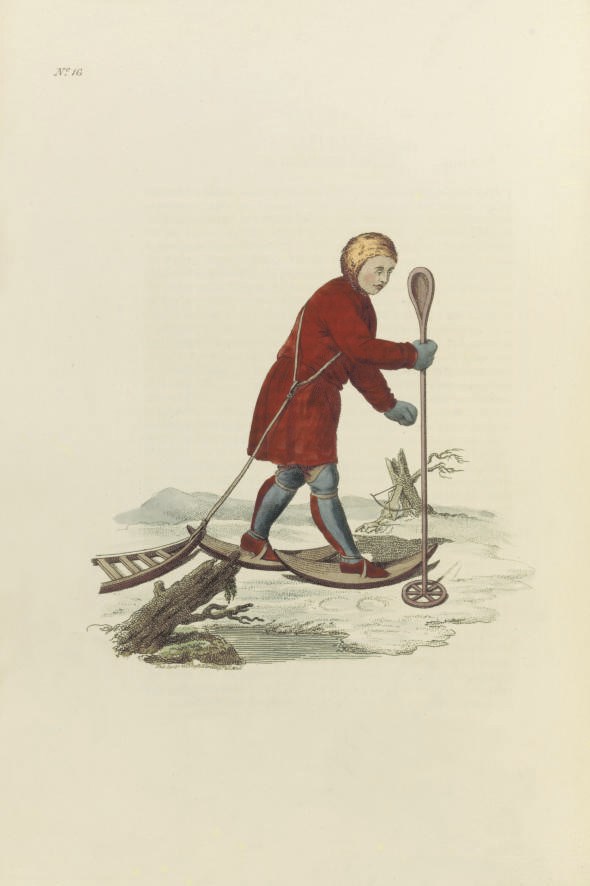 Costume of the Russian Empire. London: T. Bensley, 1810. 2° (370 x 270mm). Additional hand-coloured aquatint title, text in English and French, 70 hand-coloured aquatint plates (aquatint title lightly spotted, some light staining, without leaf of letterpress to plates V* and XIV as usual). Contemporary green straight-grained morocco gilt, spine gilt in compartments, gilt edges (rubbed, a few scuff marks). Provenance: Robert Lionel Foster (armorial bookplate and signatures); John Ashton Fielder (pencil presentation inscription dated 1863 on aquatint title). "Second edition." Abbey Travel 245 (note); Colas 704: "Le tirage des planches de cette seconde édition paraît être aussi bon que dans le première"; cf. Lipperheide 1342; Vinet 2321 (attributing the work to Harding).