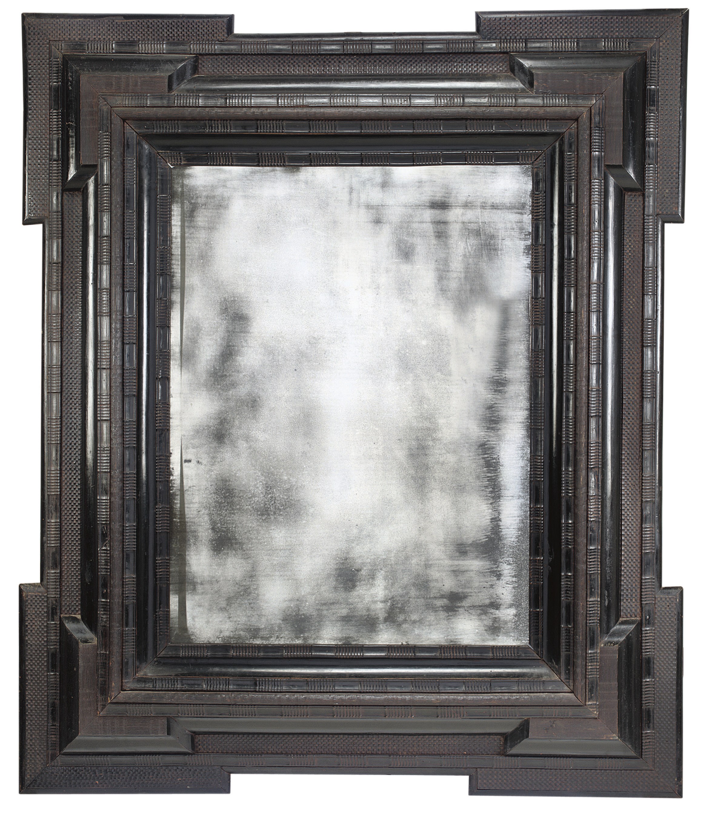 A FLEMISH EBONISED MIRROR