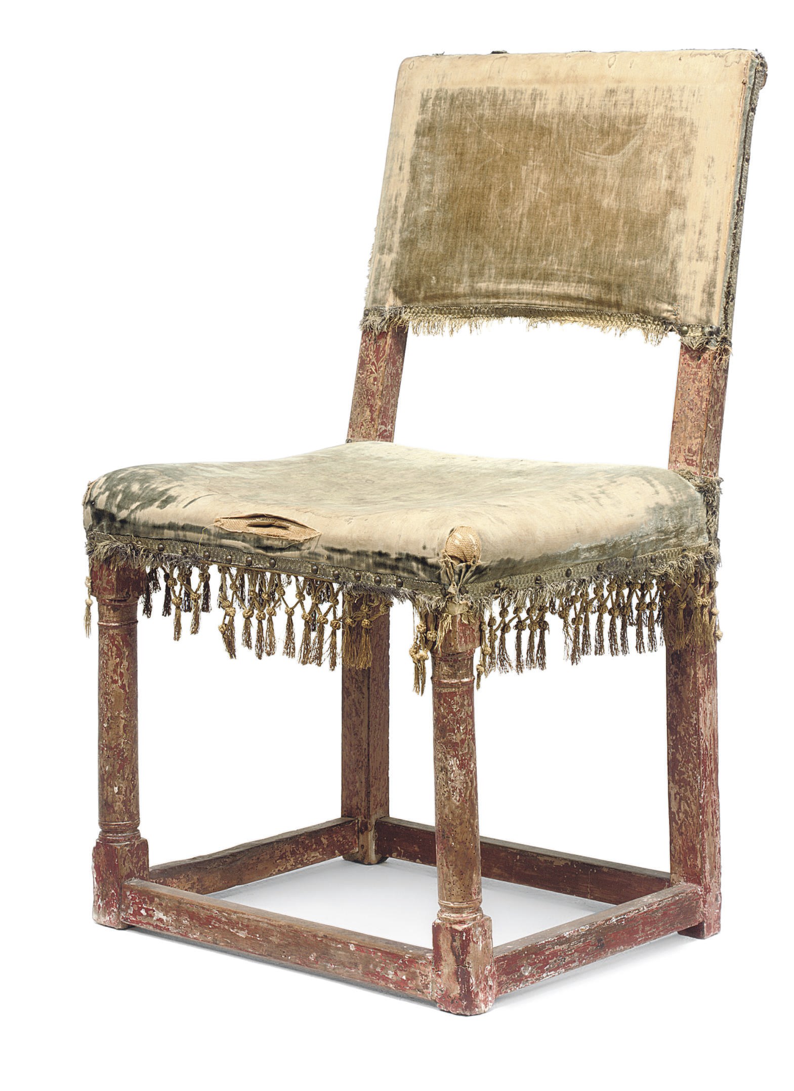 A CHARLES I PARCEL-GILT AND RED-PAINTED SIDE CHAIR
