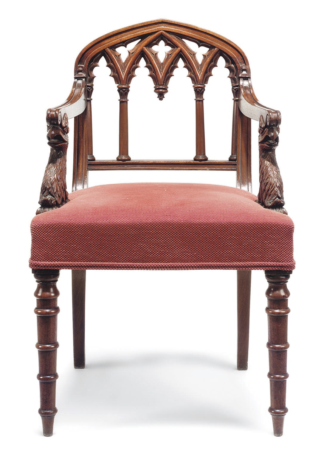 A REGENCY MAHOGANY GOTHIC ARMCHAIR