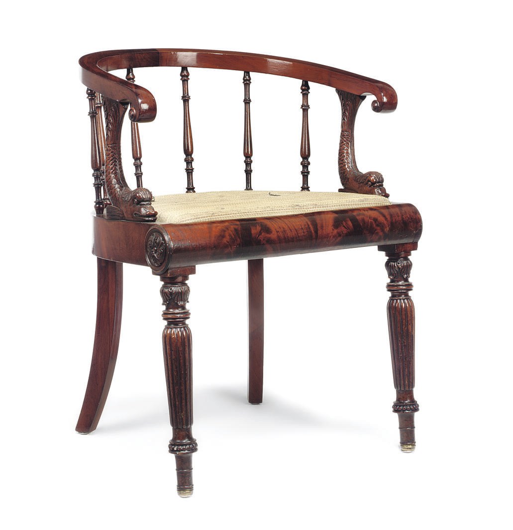 A NORTH ITALIAN MAHOGANY ARMCHAIR