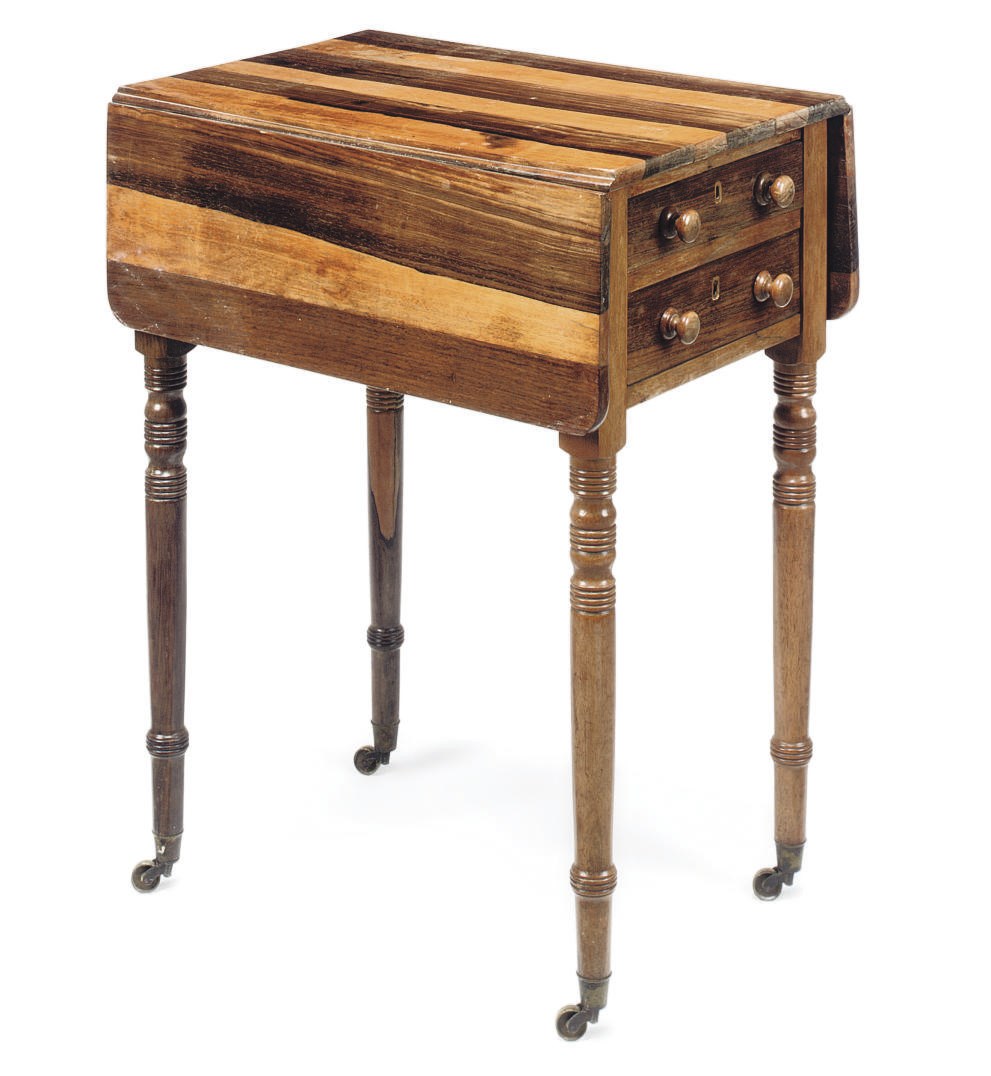 A GEORGE IV CALAMANDER DROP-LEAF WORK TABLE
