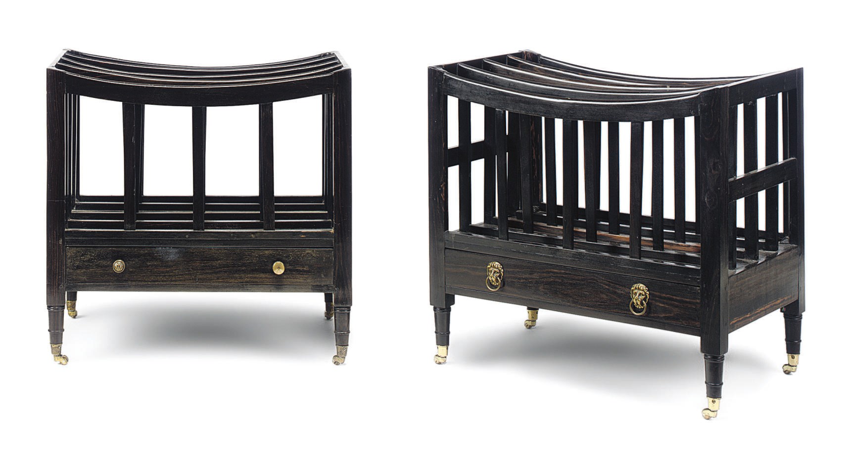 A PAIR OF ANGLO-INDIAN EBONY CANTERBURYS