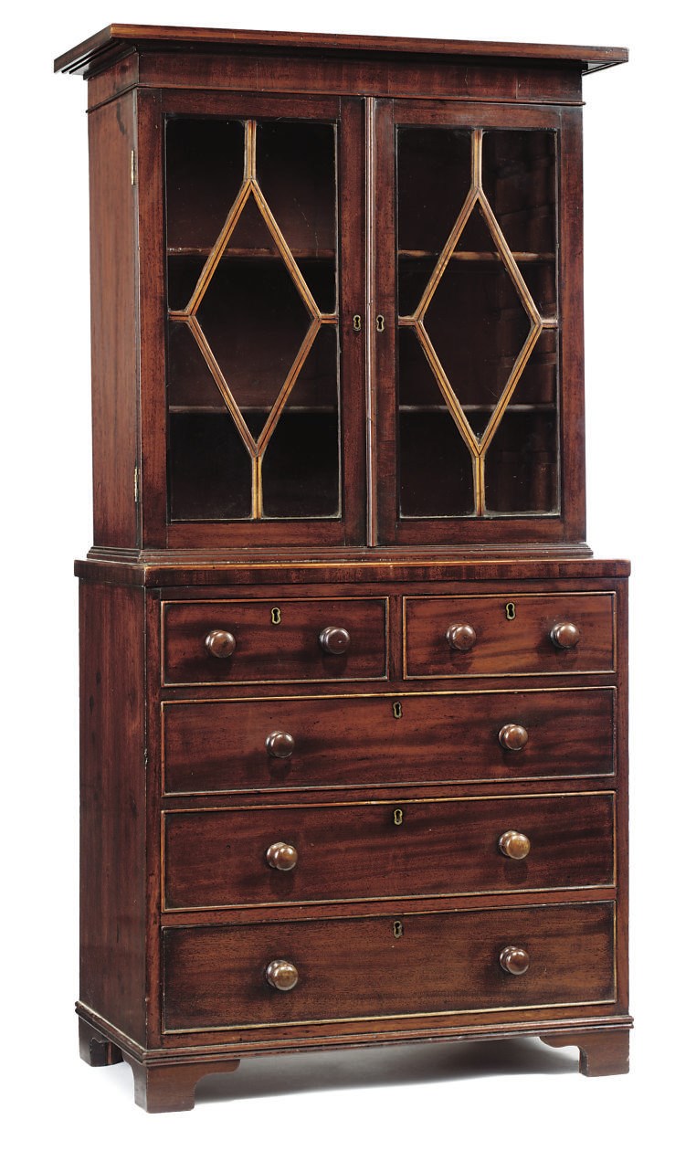 A GEORGE III MAHOGANY MINIATURE BOOKCASE