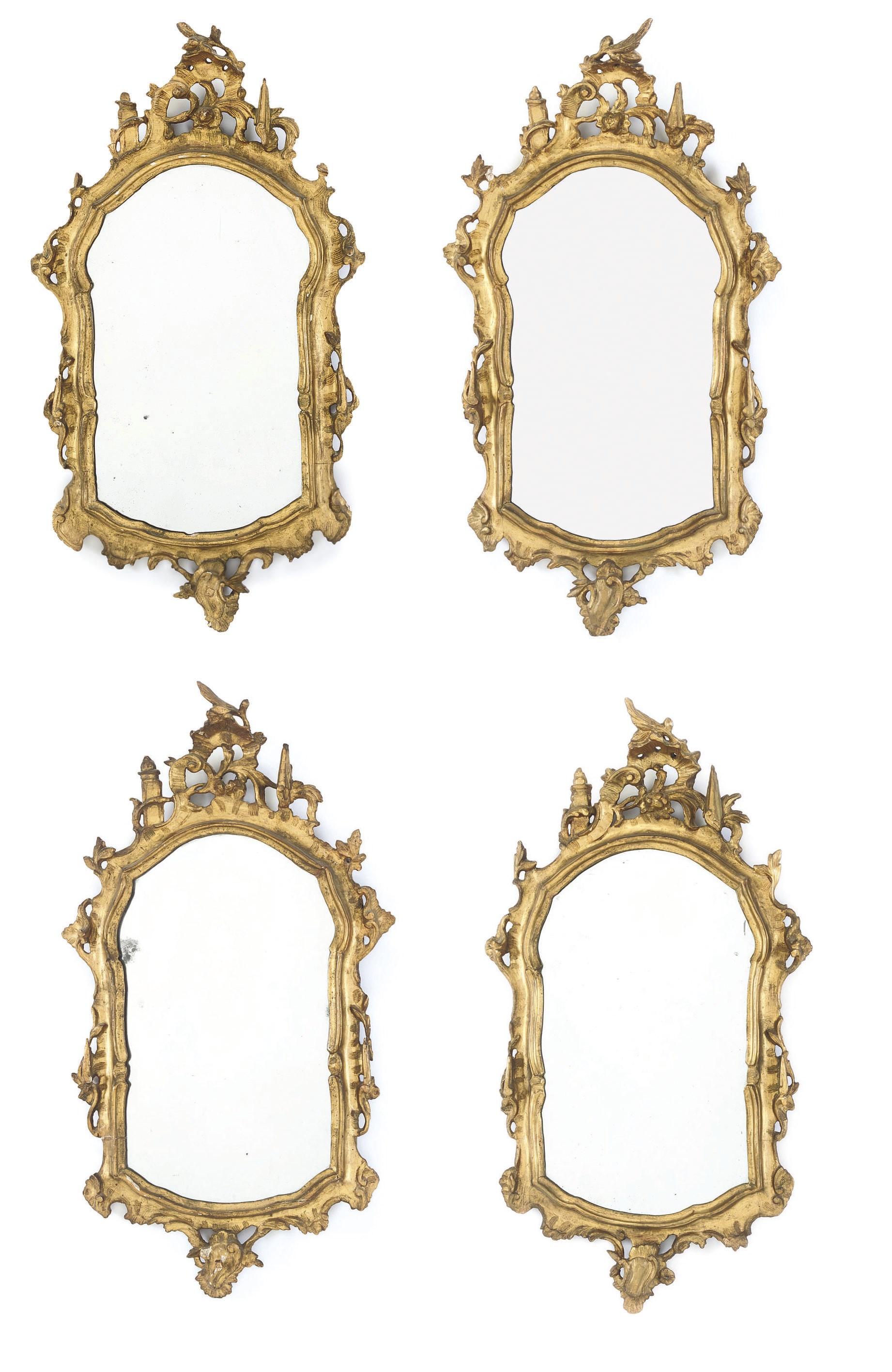 A SET OF FOUR NORTH ITALIAN GILTWOOD MIRRORS