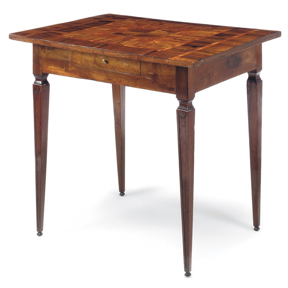 A NORTH ITALIAN WALNUT AND OLIVEWOOD SIDE TABLE