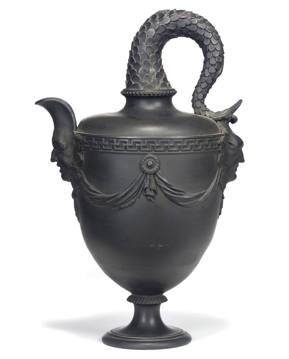 A WEDGWOOD & BENTLEY BLACK BASALT EWER