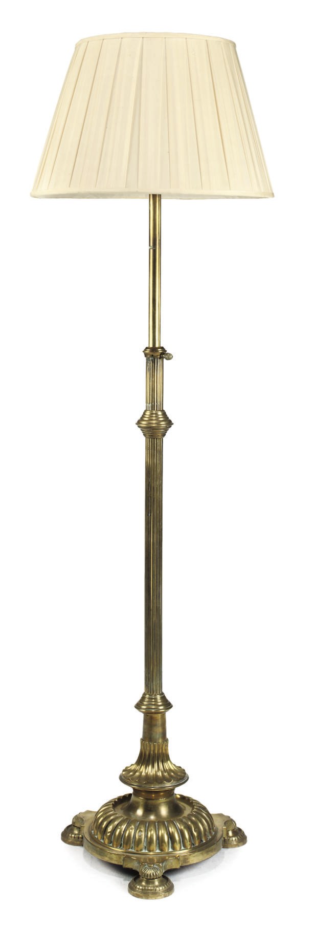 A VICTORIAN BRASS TELESCOPIC STANDARD LAMP