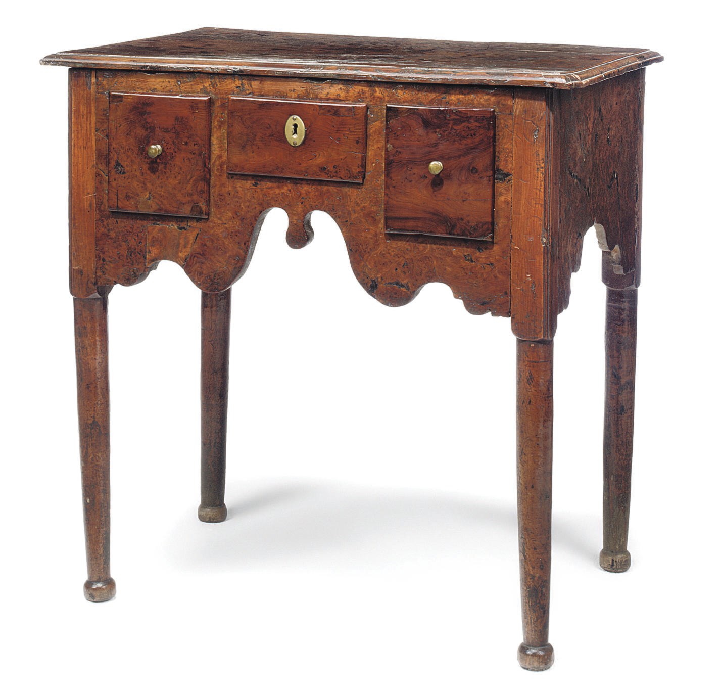 A GEORGE II BURR-YEW AND YEW LOWBOY