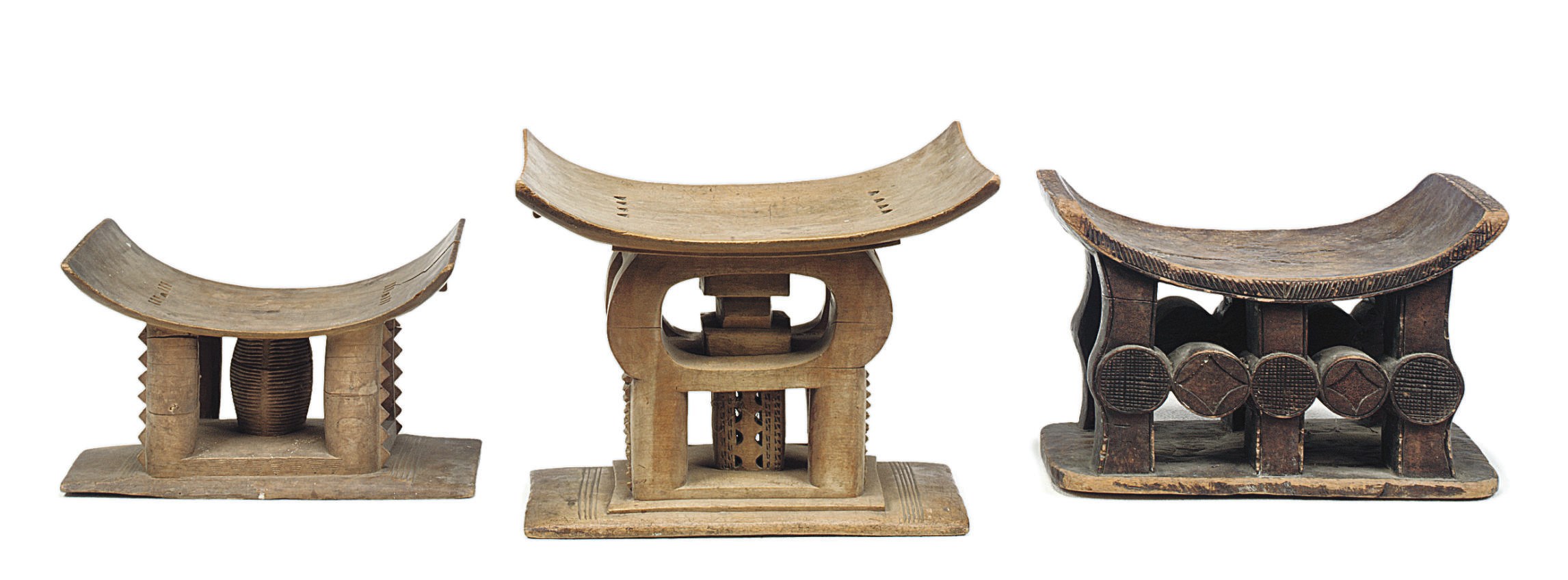 THREE AFRICAN TRIBAL STOOLS