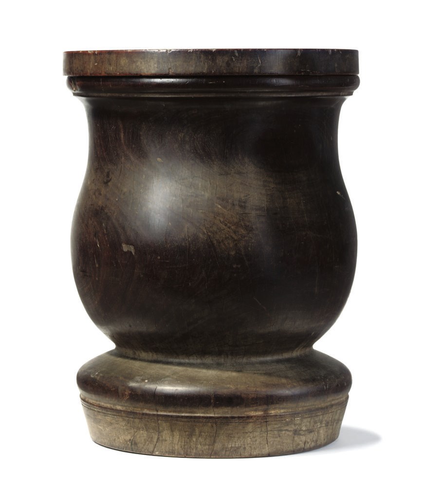 A LIGNUM VITAE WASSAIL BOWL AND COVER