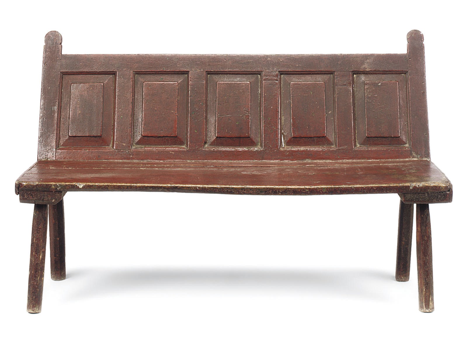A GEORGE III RED-PAINTED BENCH