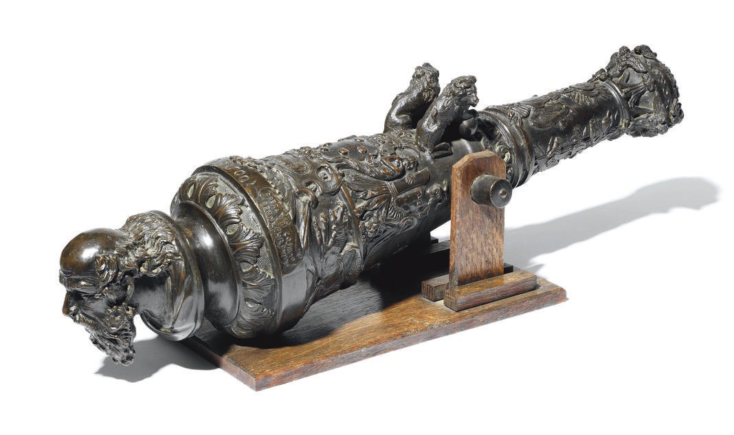 AN ITALIAN BRONZE MODEL OF THE BARGELLO CANNON, CALLED THE SAN PAOLO