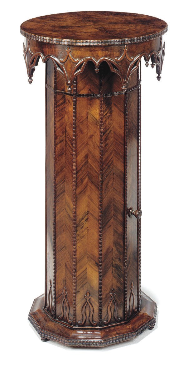 A CHARLES X WALNUT PEDESTAL BEDSIDE CUPBOARD