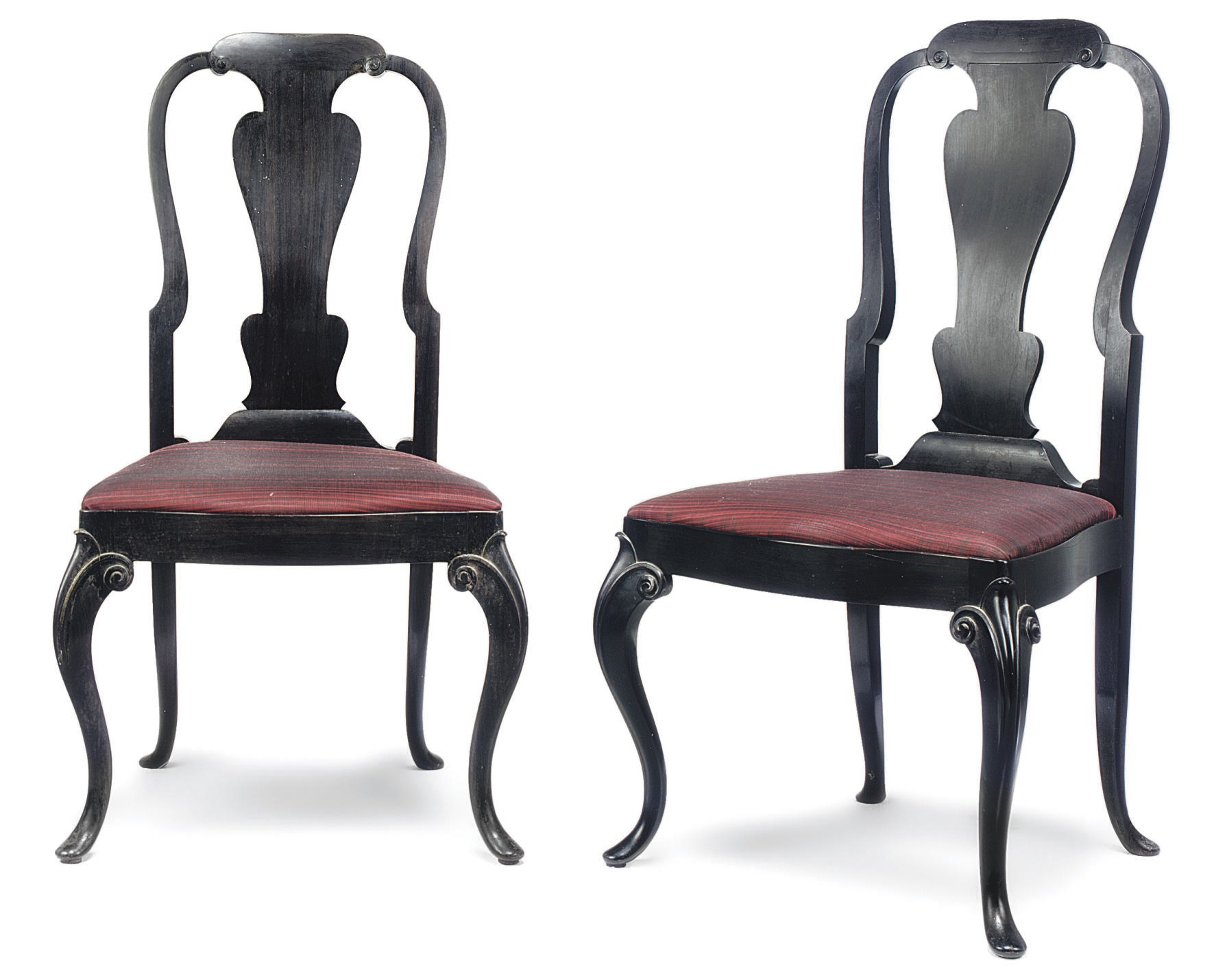 A PAIR OF INDIAN EBONY SIDE CHAIRS