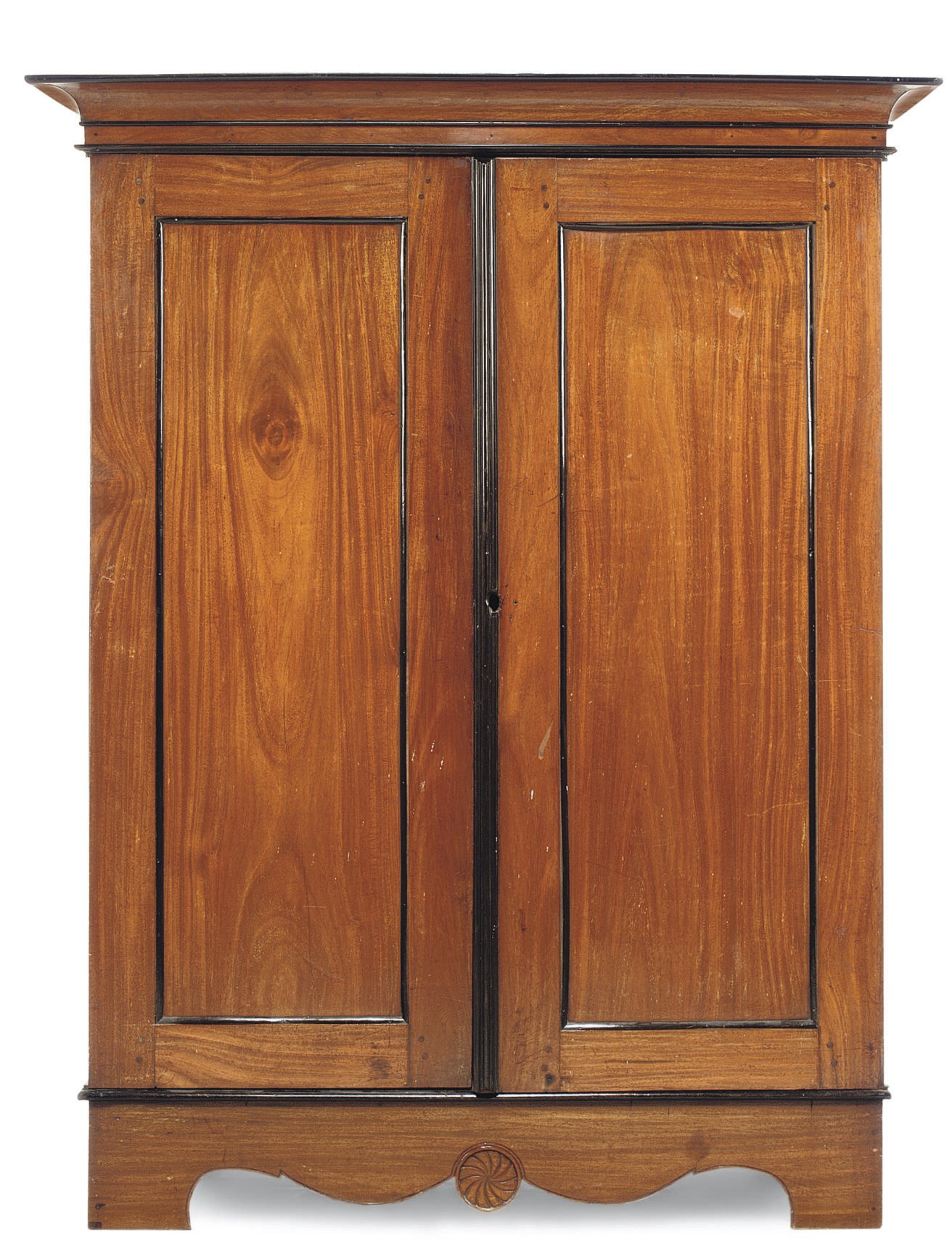 AN ANGLO-INDIAN PADOUK AND EBONY WARDROBE