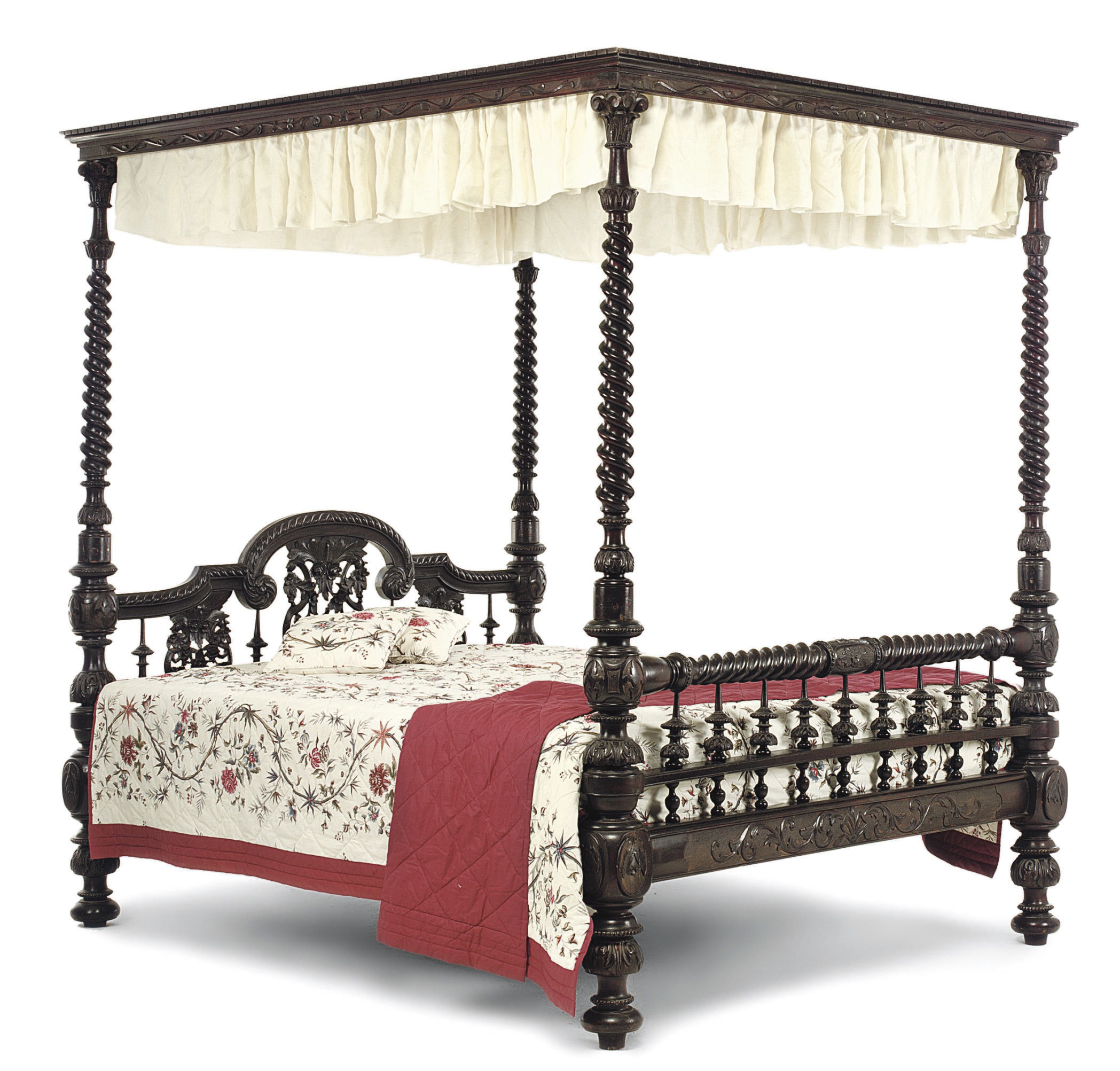 AN ANGLO-INDIAN HARDWOOD FOUR-POST DOUBLE-BED