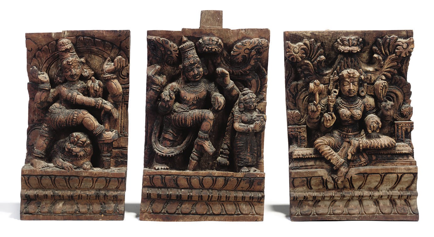 THREE INDIAN HARDWOOD CARVINGS