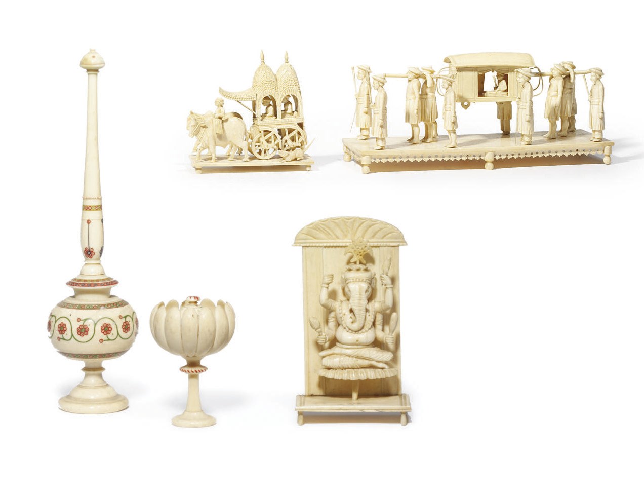 A COLLECTION OF INDIAN IVORY MINIATURE MODELS