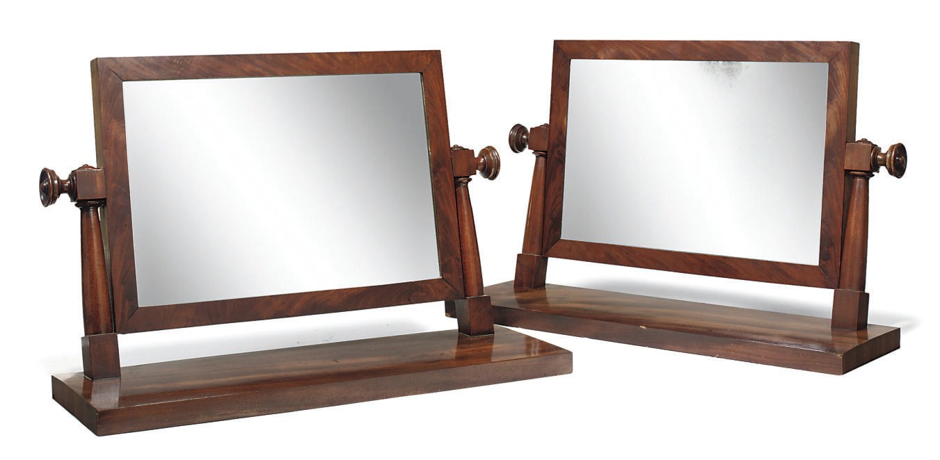 A PAIR OF SCOTTISH GEORGE IV MAHOGANY DRESSING TABLE MIRRORS