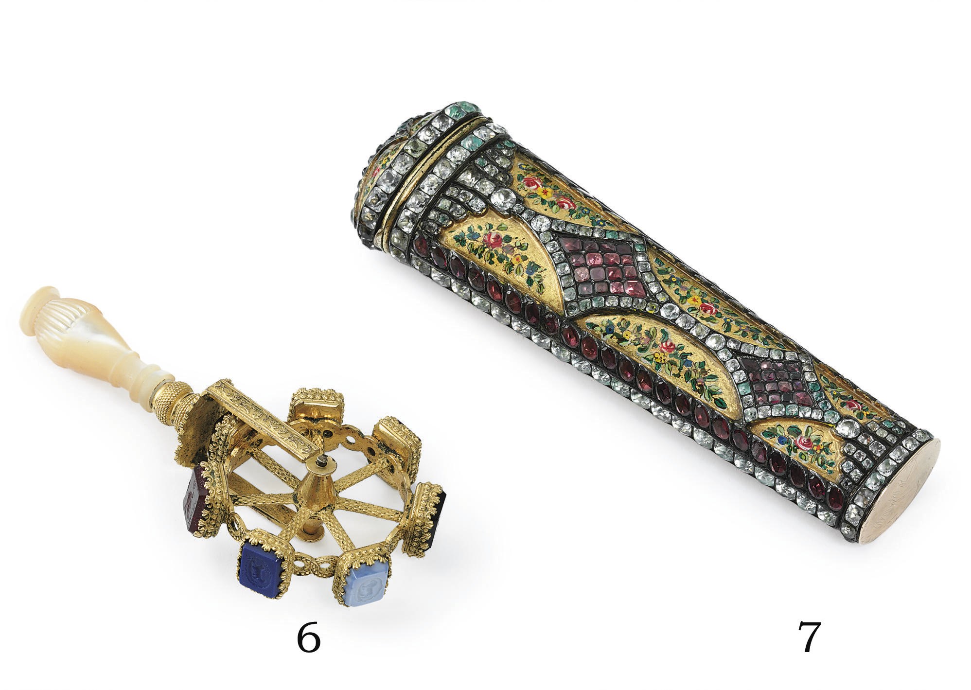 A WILLIAM IV GILT-METAL AND MOTHER-OF-PEARL SEAL WHEEL