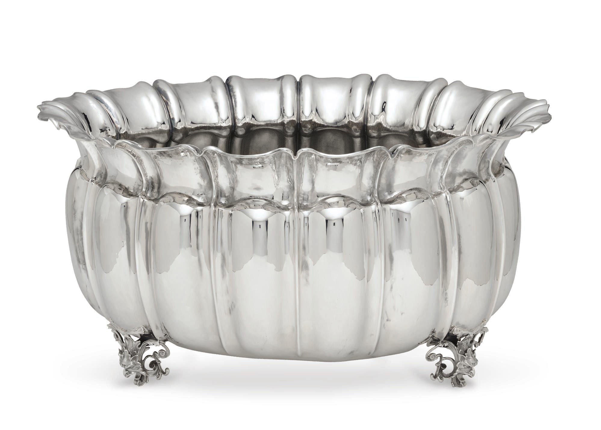 A MONUMENTAL ITALIAN SILVER JARDINIERE