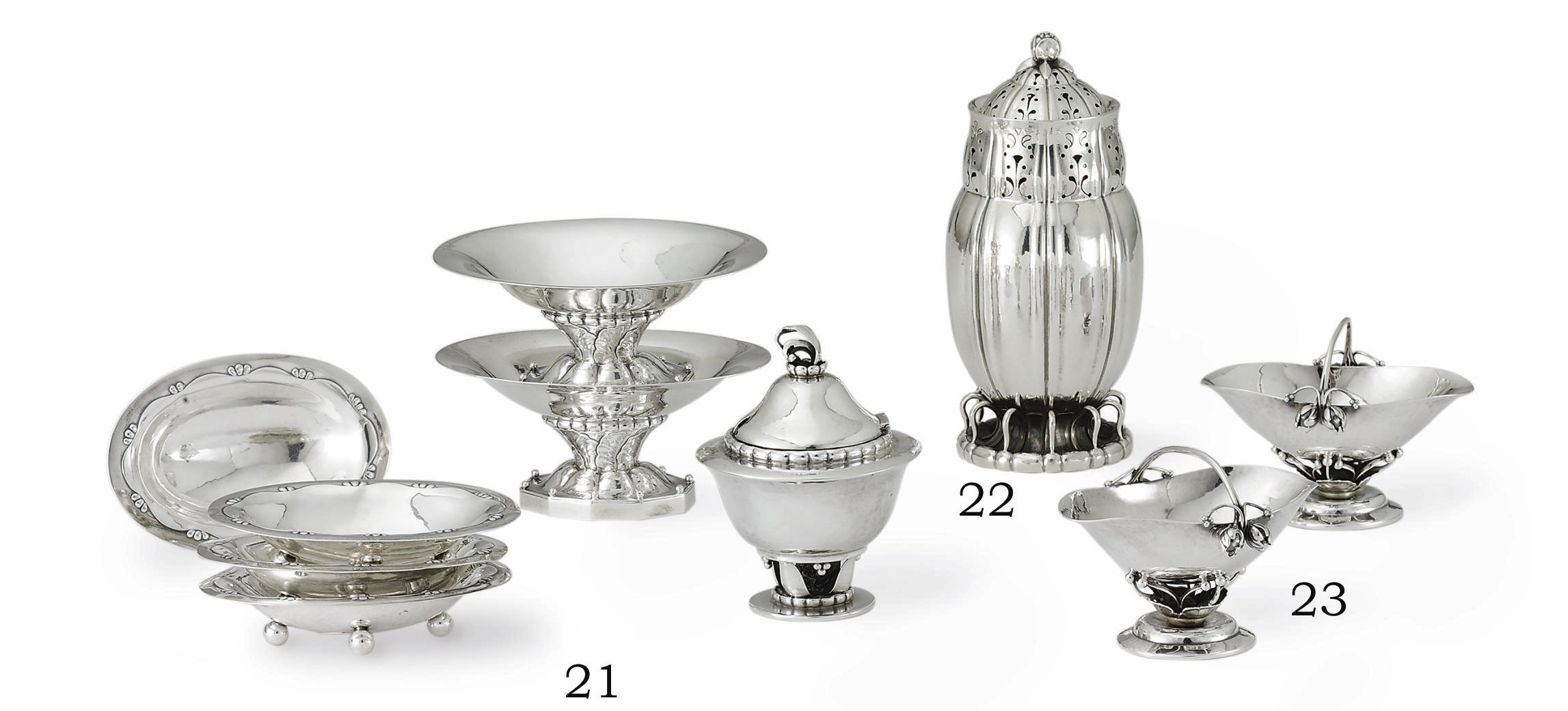 A PAIR OF DANISH SILVER BASKETS DESIGNED BY GEORG JENSEN