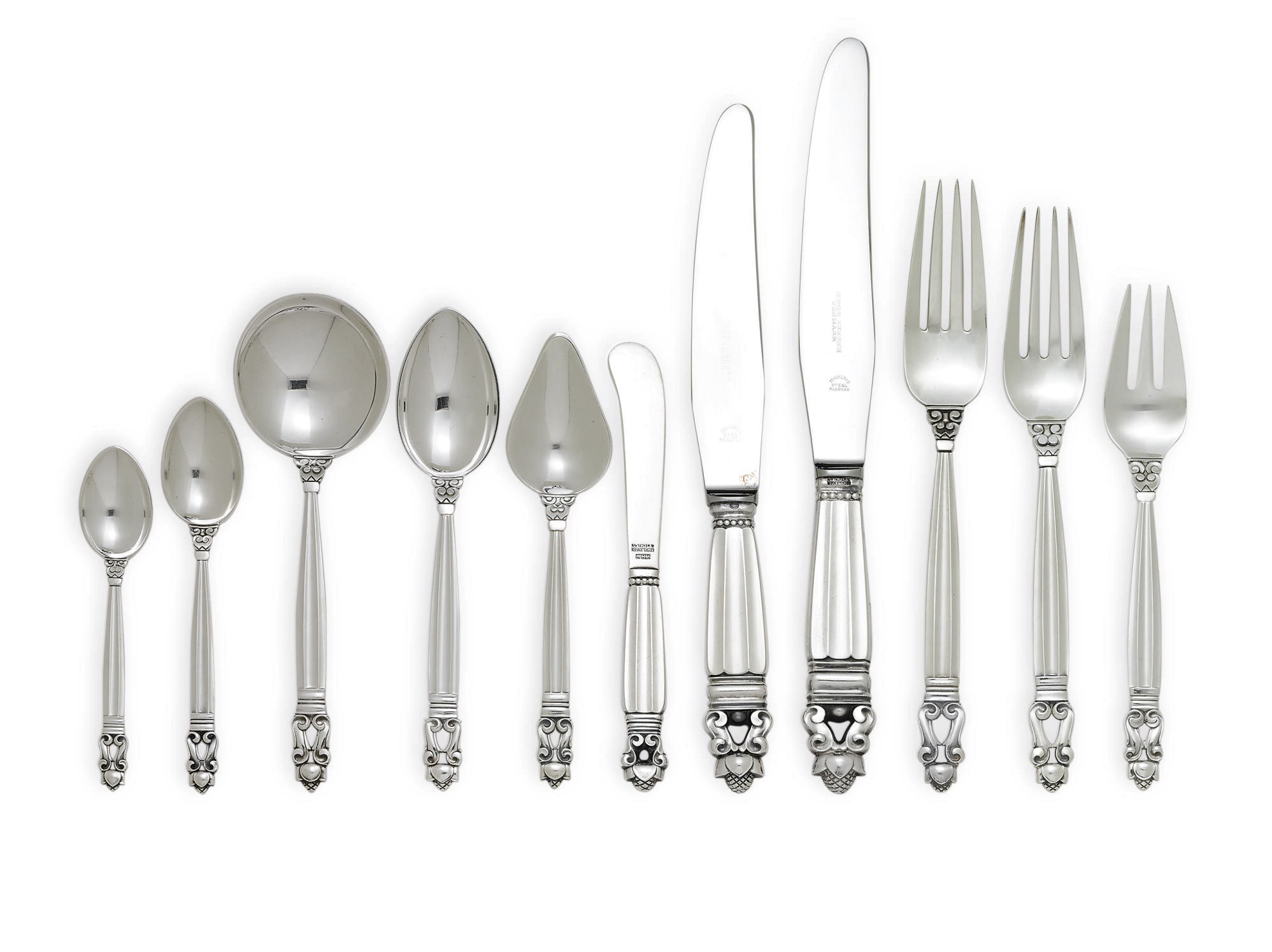 A DANISH SILVER FLATWARE SERVICE DESIGNED BY JOHAN ROHDE