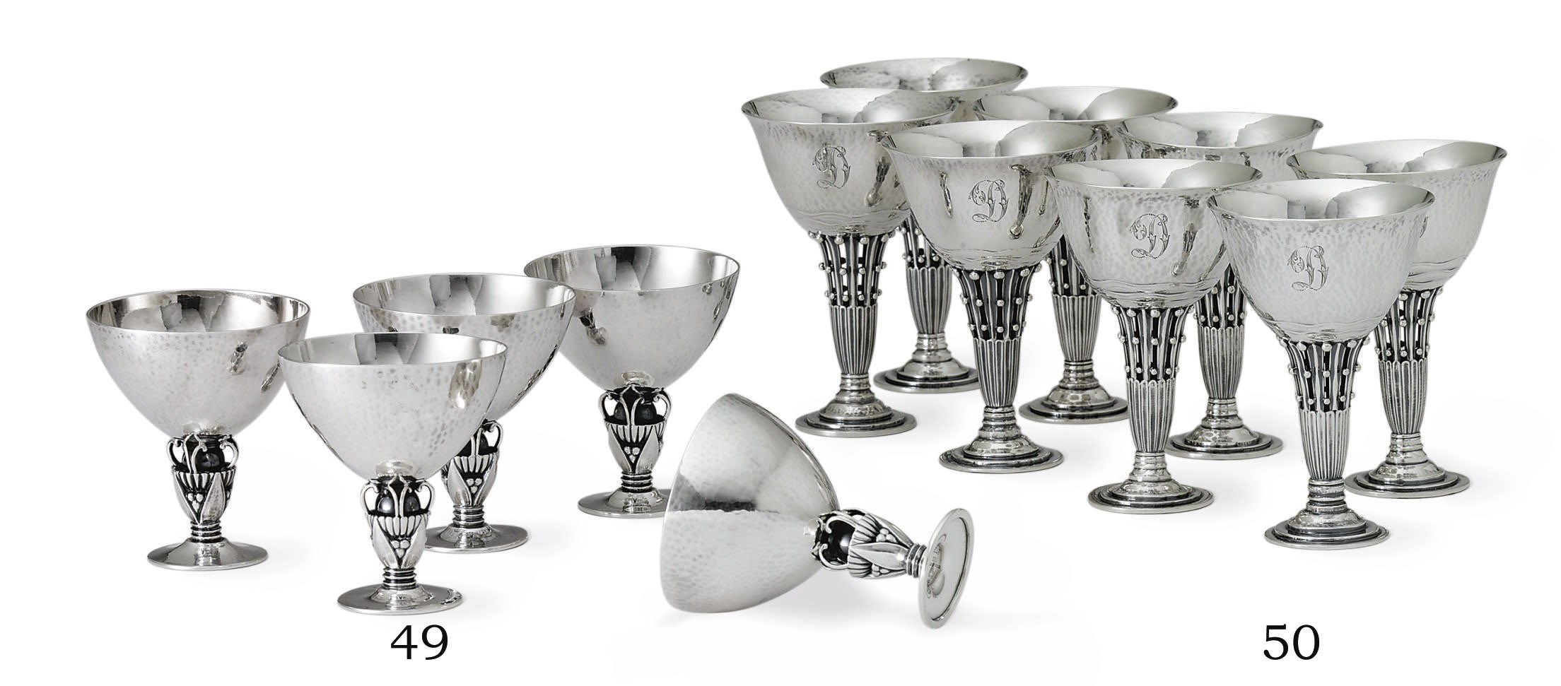 A GROUP OF FIVE DANISH SILVER COCKTAIL CUPS, DESIGNED BY GUNDORPH ALBERTUS