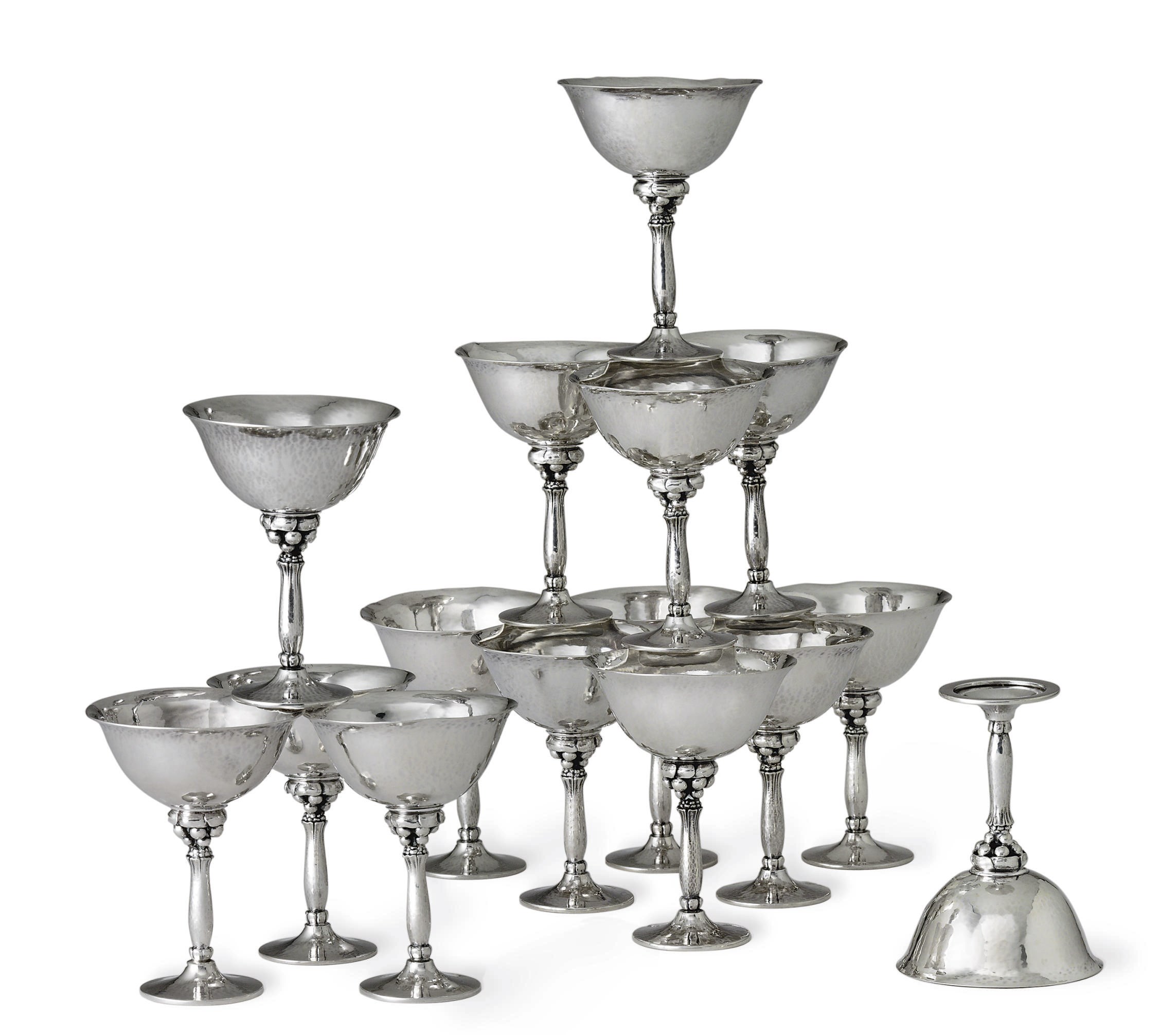 A GROUP OF FIFTEEN DANISH SILVER COUPES DESIGNED BY HARALD NIELSEN