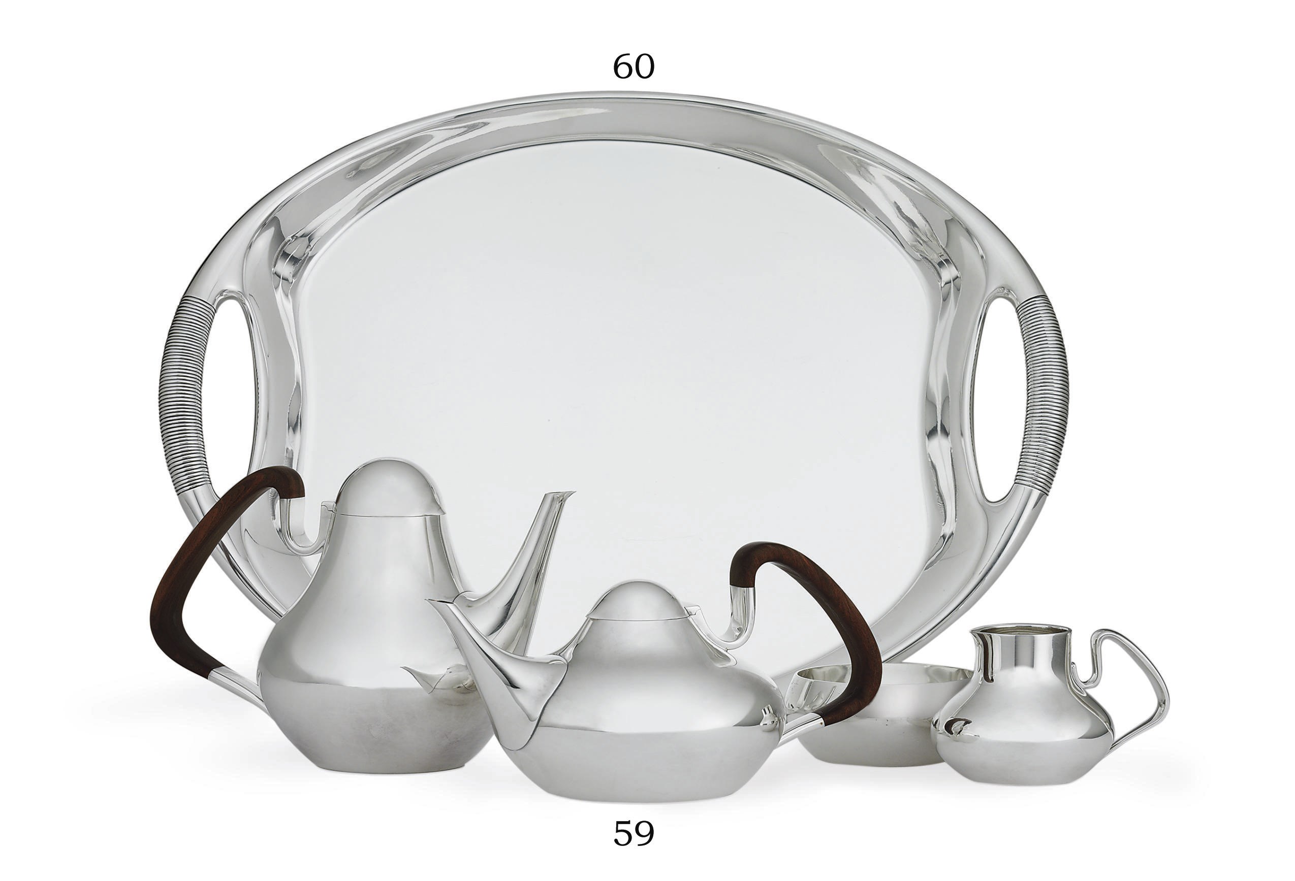 A DANISH SILVER FOUR-PIECE TEA AND COFFEE SERVICE DESIGNED BY HENNING KOPPEL