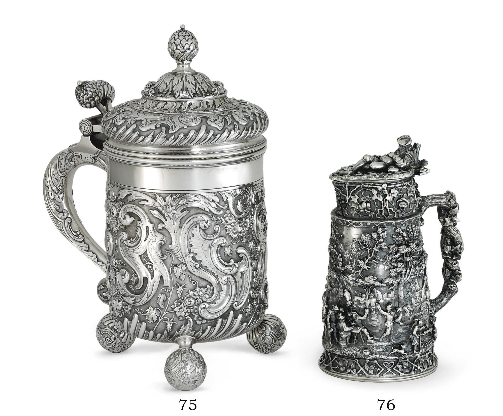 A GERMAN SILVER TANKARD