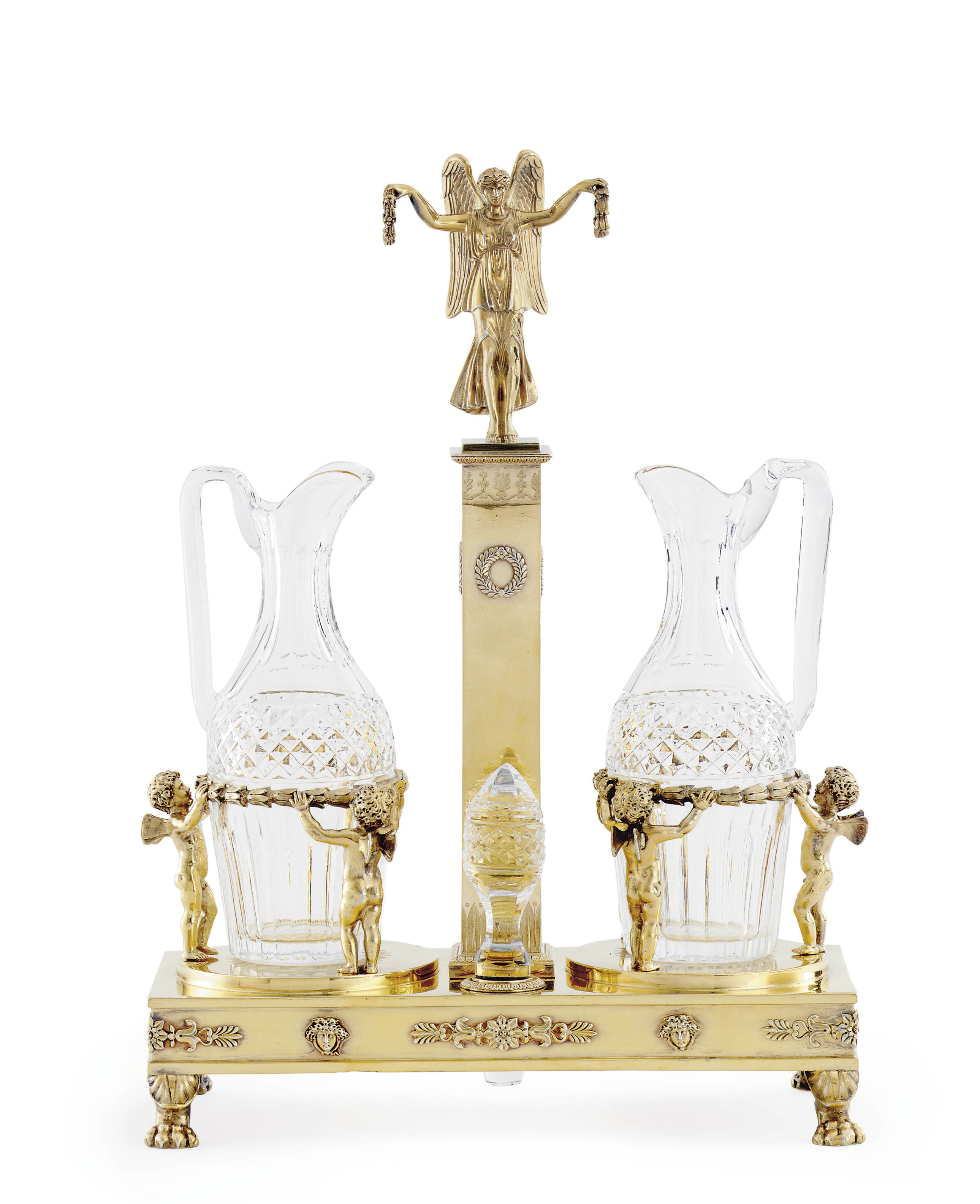 A FINE FRENCH SILVER-GILT CRUET STAND