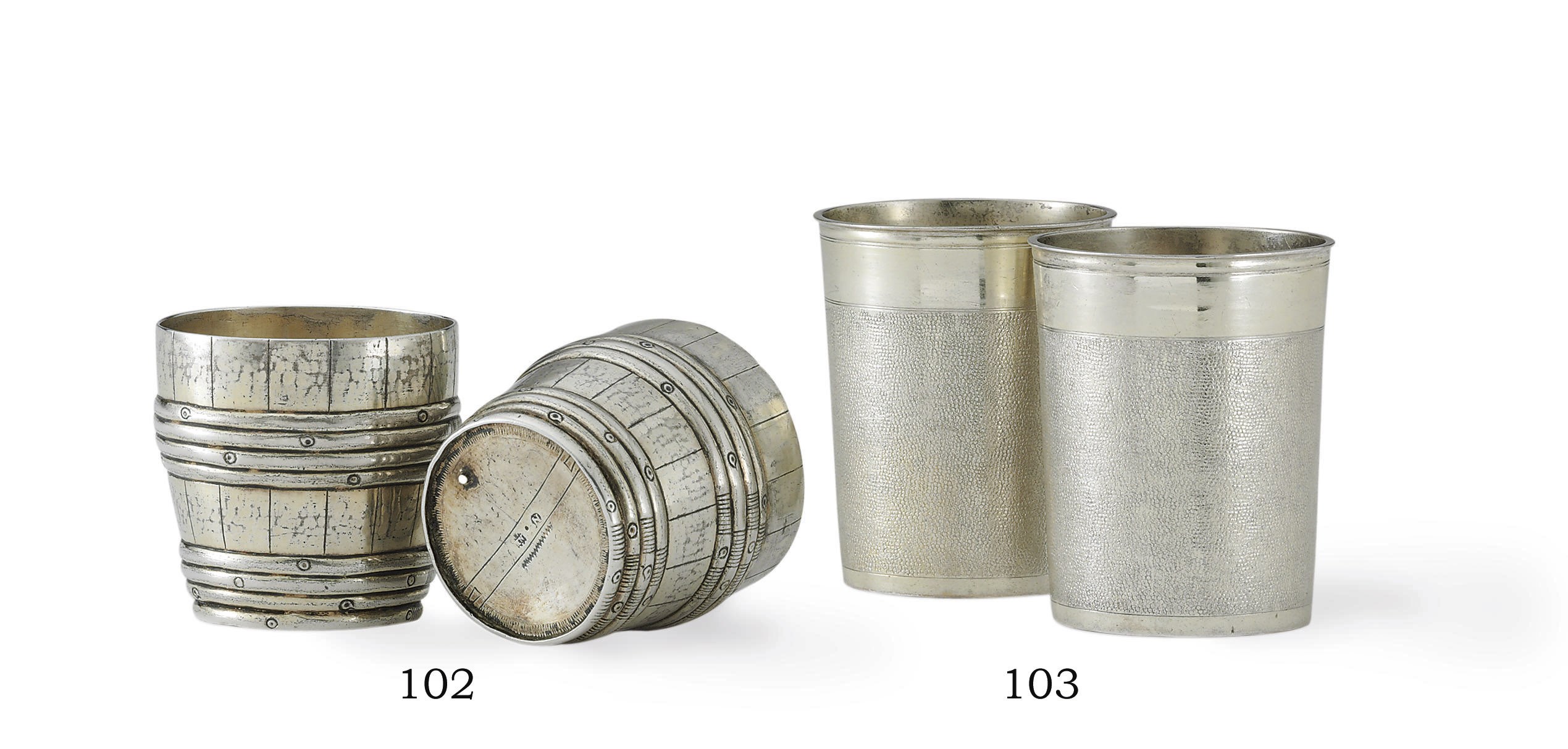 A GERMAN SILVER-GILT DOUBLE BEAKER