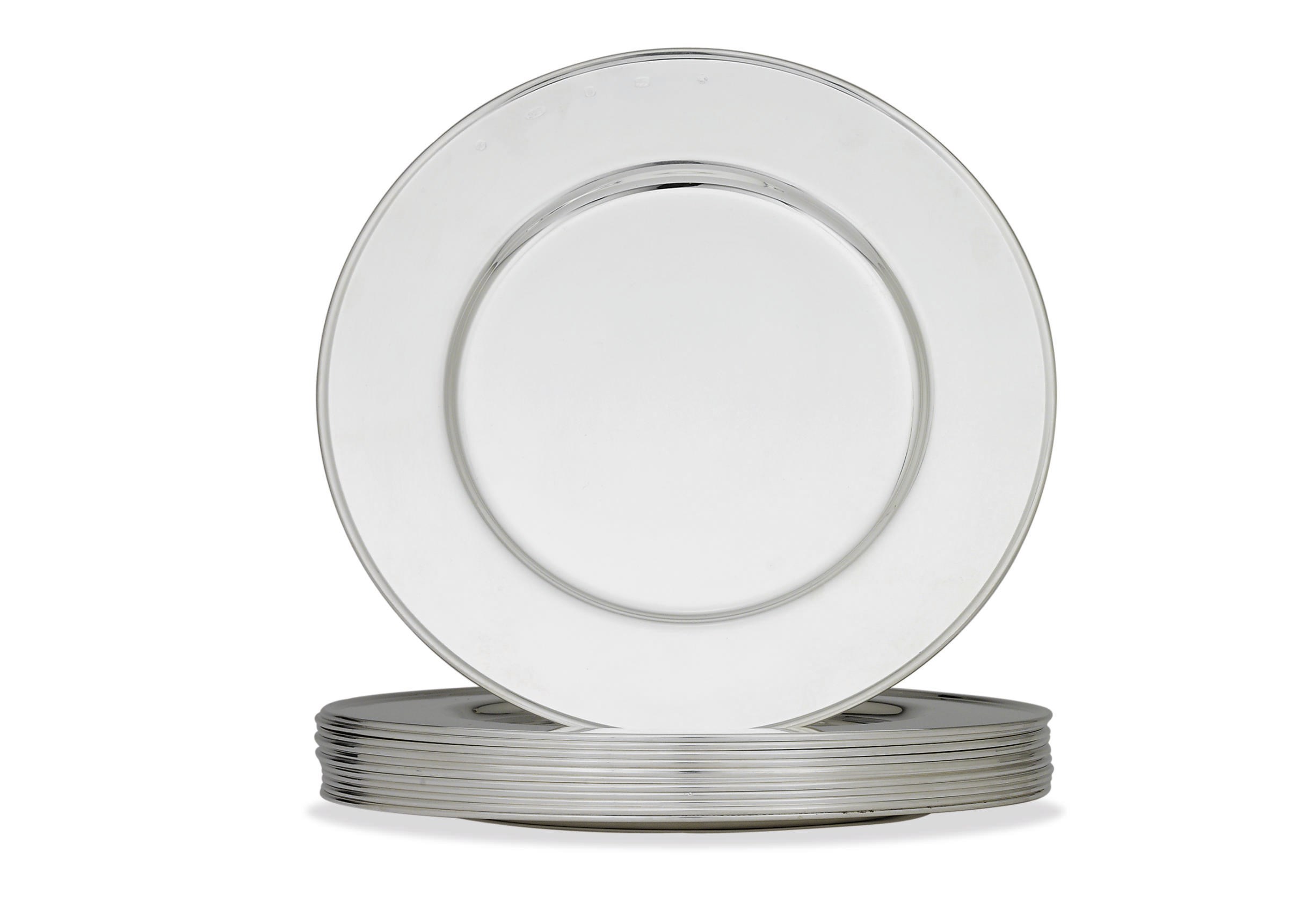A SET OF TWELVE ELIZABETH II SILVER DINNER PLATES