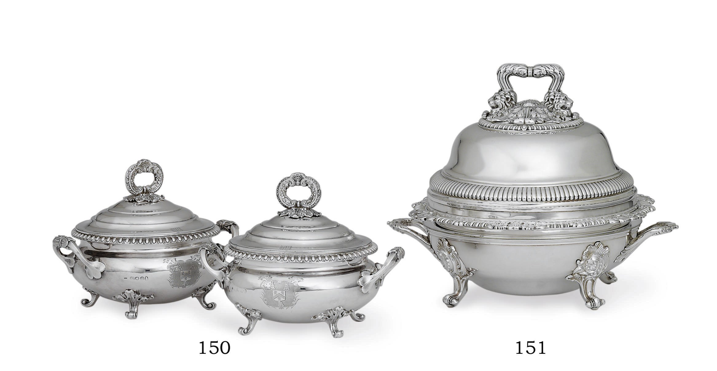 A REGENCY SILVER VEGETABLE TUREEN WITH SHEFFIELD-PLATED STAND